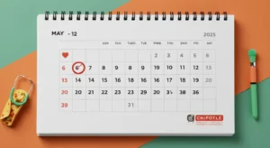 Calendar highlighting Chipotle Nurses Week dates in May 2025