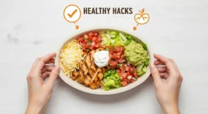 Customizing a Chipotle bowl with healthy ingredients