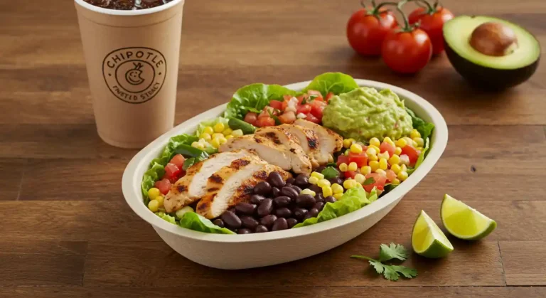 Chipotle salad bowl with fresh ingredients and chipotle-honey vinaigrette