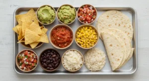 All Chipotle 2025 side items displayed on a platter